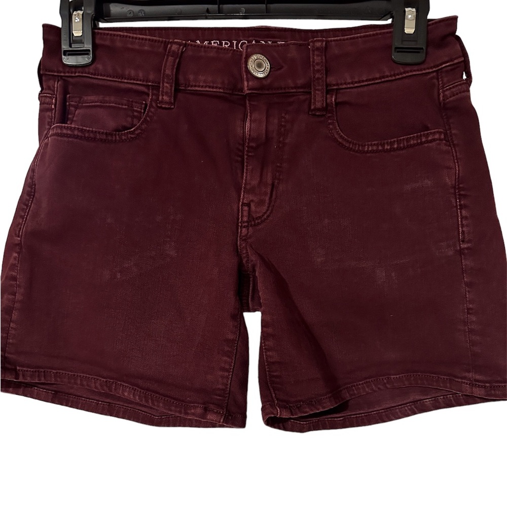 Burgundy jean shorts